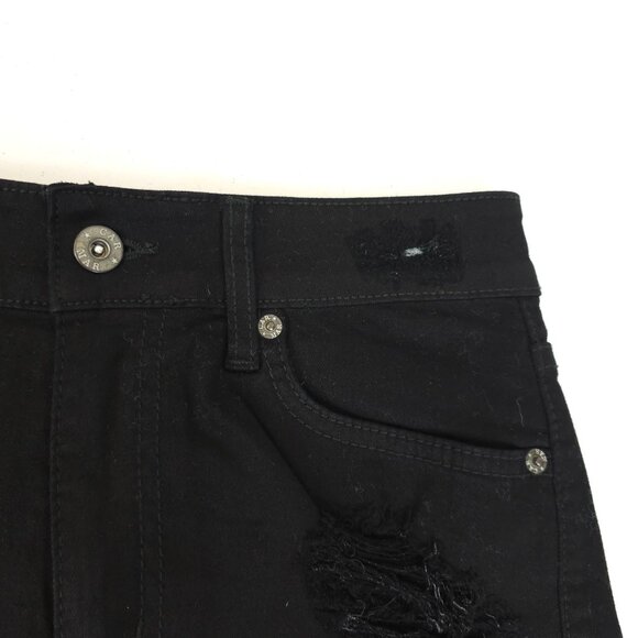 Womens 25 Black Distressed Denim Short Shorts Summer Whimsigoth Festival Rocker - Picture 5 of 11